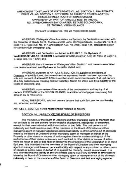 2004 Section 1 Amendments to Bylaws LIABILITY GAS