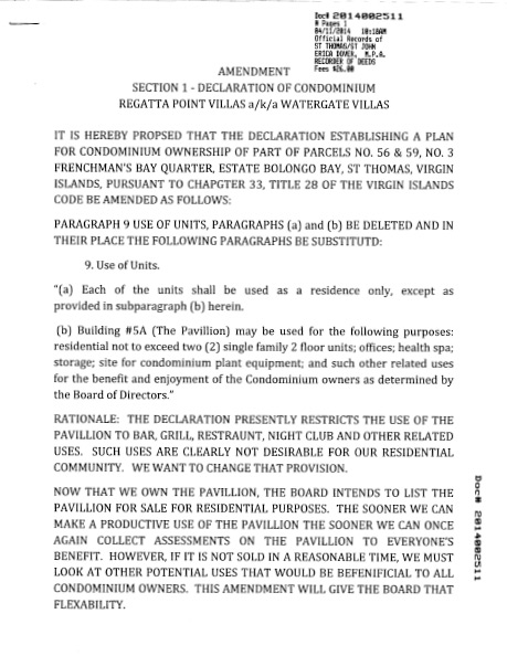 2014 Filed Amendment to Declaration