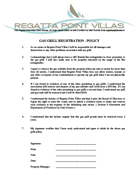 Grill Registration Policy
